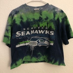 Tye Dye Seattle Seahawks cropped tee